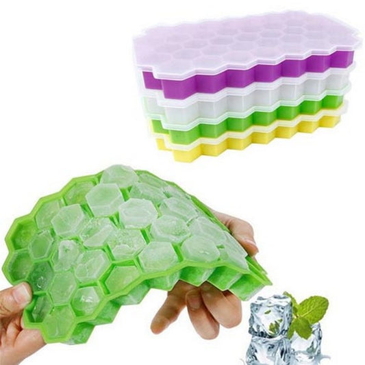Honeycomb Ice Tray with Lid | Food-Grade Silicone | 37 Hexagon Cubes | NovaEx