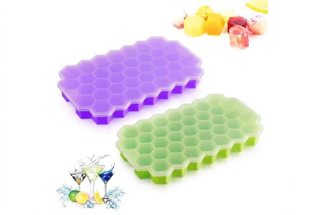 Honeycomb Ice Tray with Lid | Food-Grade Silicone | 37 Hexagon Cubes | NovaEx