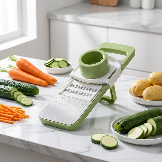 5-in-1 Vegetable Cutter with Interchangeable Blades | Multi-Function Slicer and Grater | NovaEx