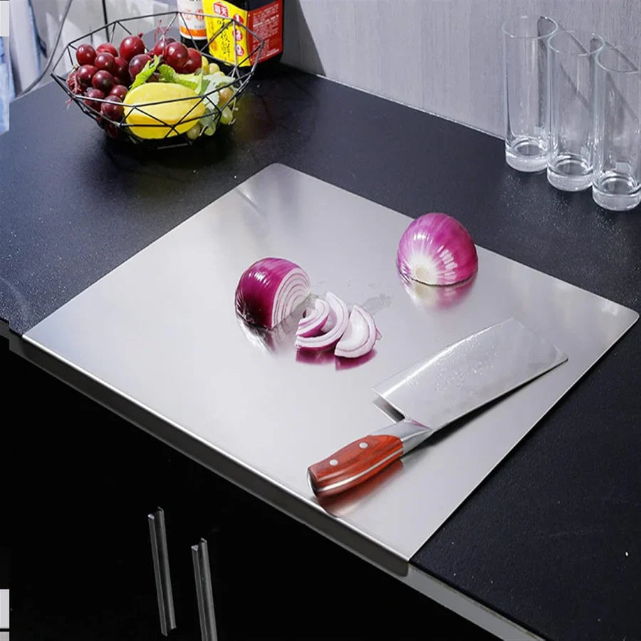 Stainless Steel Cutting Board with Counter Edge | Food-Grade Steel | NovaEx
