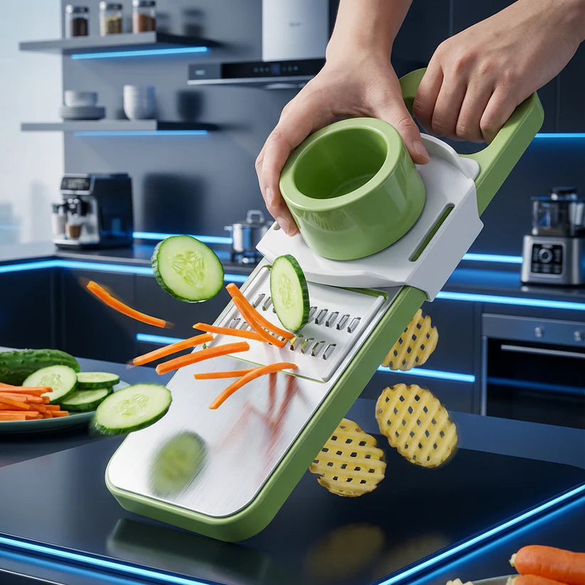 5-in-1 Vegetable Cutter with Interchangeable Blades | Multi-Function Slicer and Grater | NovaEx